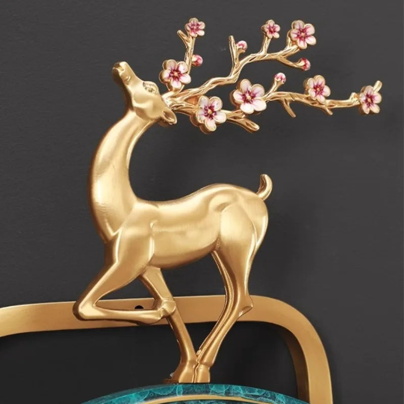 horloge murale moderne or noir figurine cerf abstraite décoration chambre salon