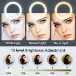 lampe anneau led blanc moderne trépied tête sphérique support téléphone