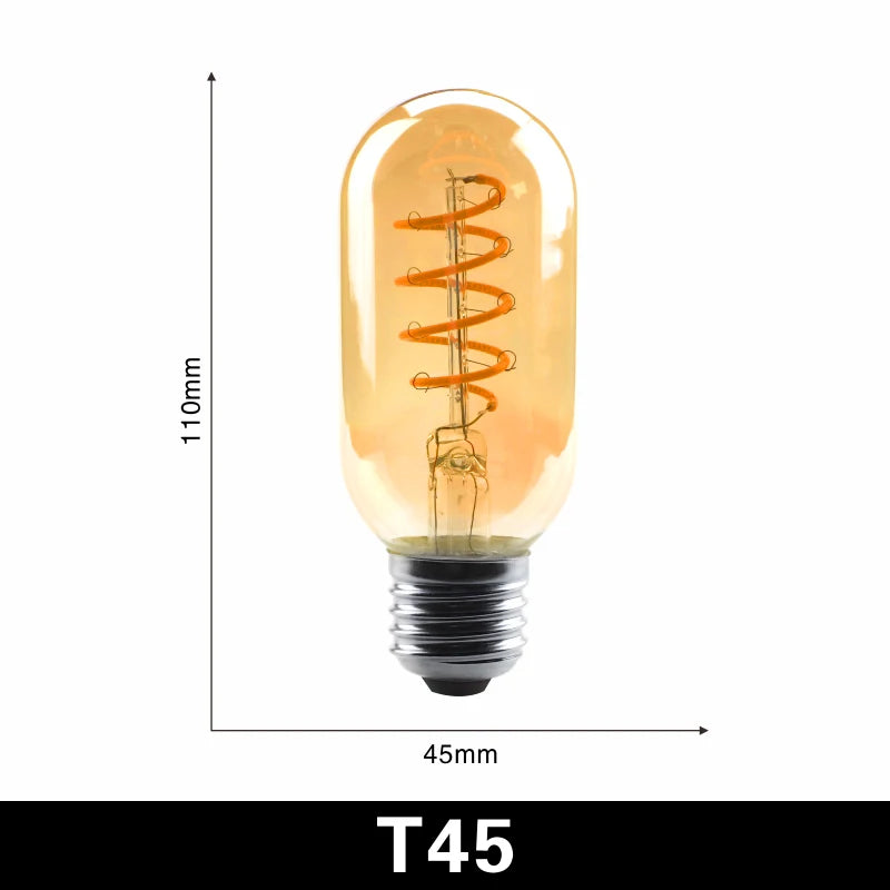 ampoules filament spirale dorée retro or noir opalescent e27 2200k 22w 20000h