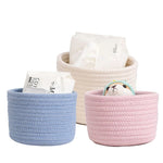 panier rangement rotin tissé motifs simples moderne réutilisable respectueux environnement beige jaune rose bleu