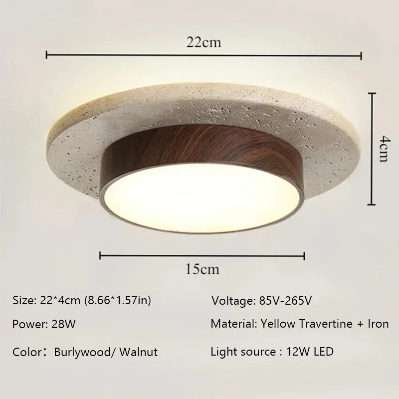 lampe moderne pierre jaune finition bois 12w led 22cm beige brunclair minimalisteintérieuréclairage