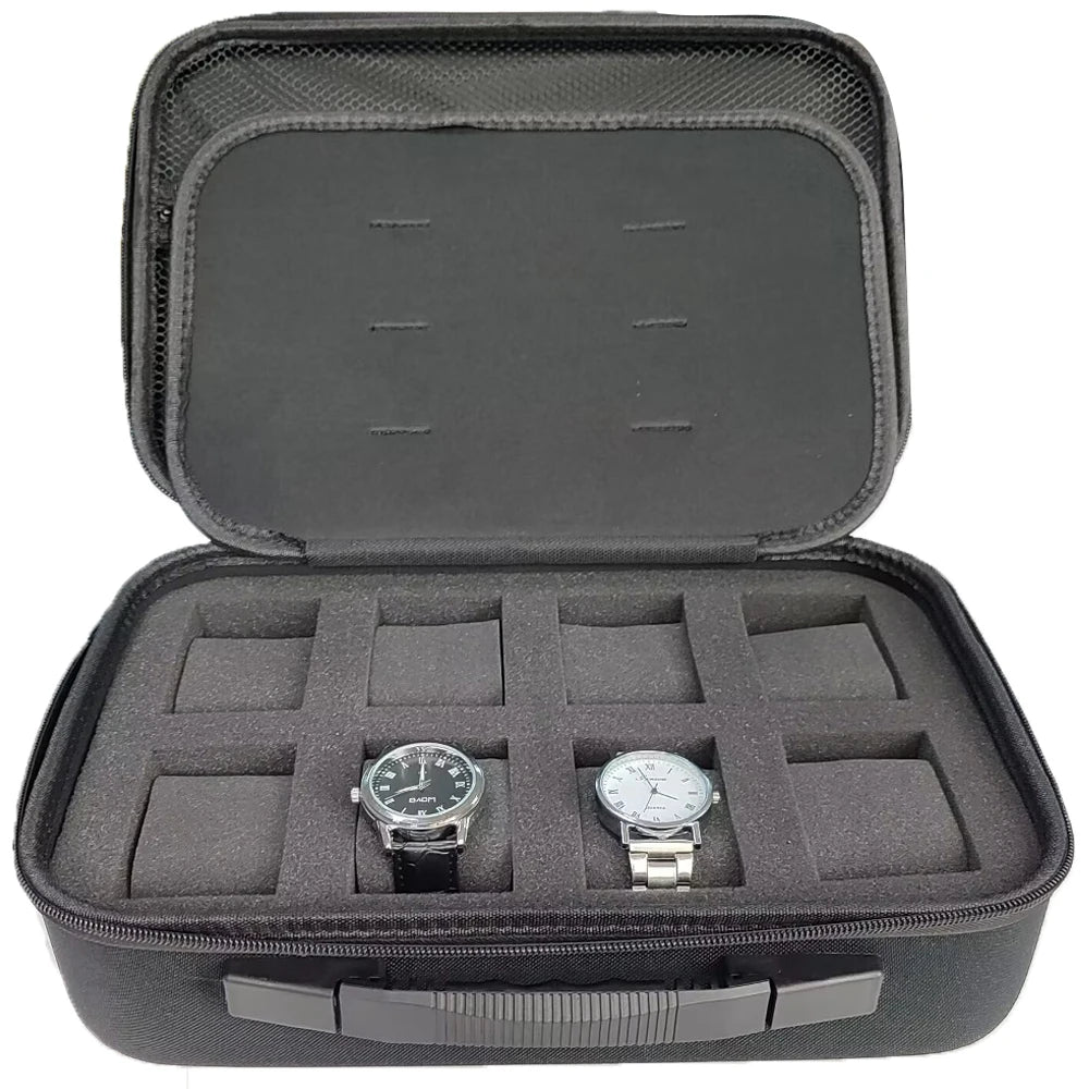 boîte montres noir texturée support moderne 10 15 18 fentes