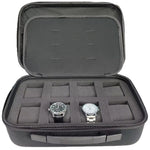 boîte montres noir texturée support moderne 10 15 18 fentes