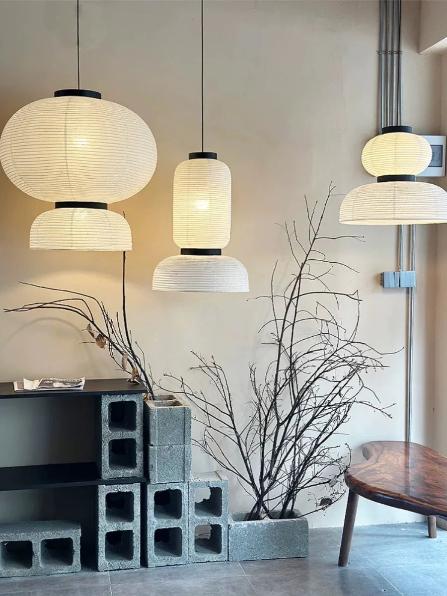 Suspension lumineuse moderne papier blanc rayures horizontales opaques 249 2000 lumens 90 260V