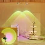 projecteur arc ciel cœur multicolore ambiance mur rose bleu vert