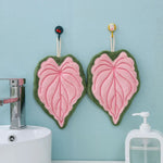 gant toilette vert rose feuille stylisée doux moelleux moderne décoratif absorbant rapide