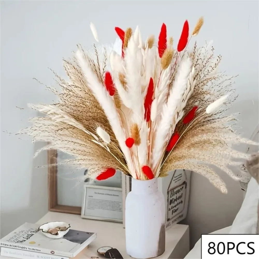 bouquet artificiel plumes orange feuilles marron boho décoration maison anniversaire mariage
