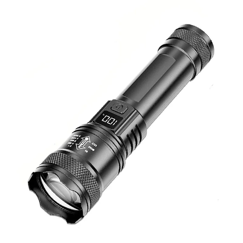torche tactique rechargeable led 2000lm ipx4 moderne noire texturée camping