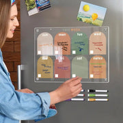 calendrier hebdomadaire transparent magnétique aimants organisation deco minimaliste pastel jours arc cercle