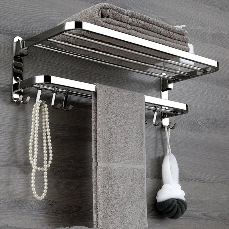 porte serviettes mural acier inoxydable poli moderne barres crochets fixation plaque trous