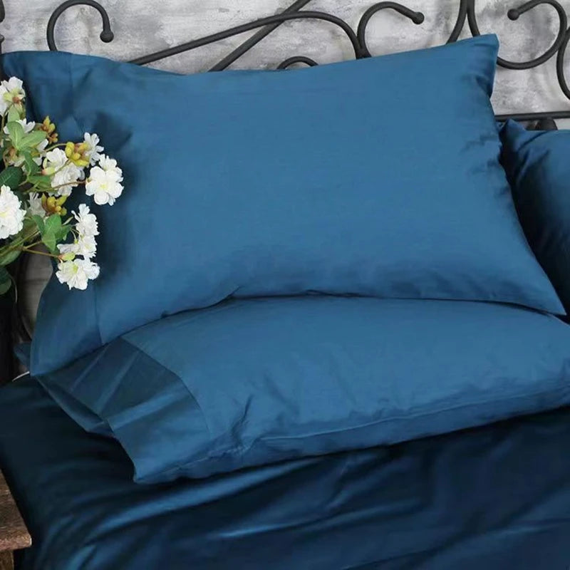 taies d'oreiller coton unies 50x90cm bleu clair moderne non toxique écologique adhésif maison hospitalière