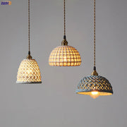 lampe suspendue géométrique blanc cassé bohème semi transparent 17cm hauteur 20cm diamètre