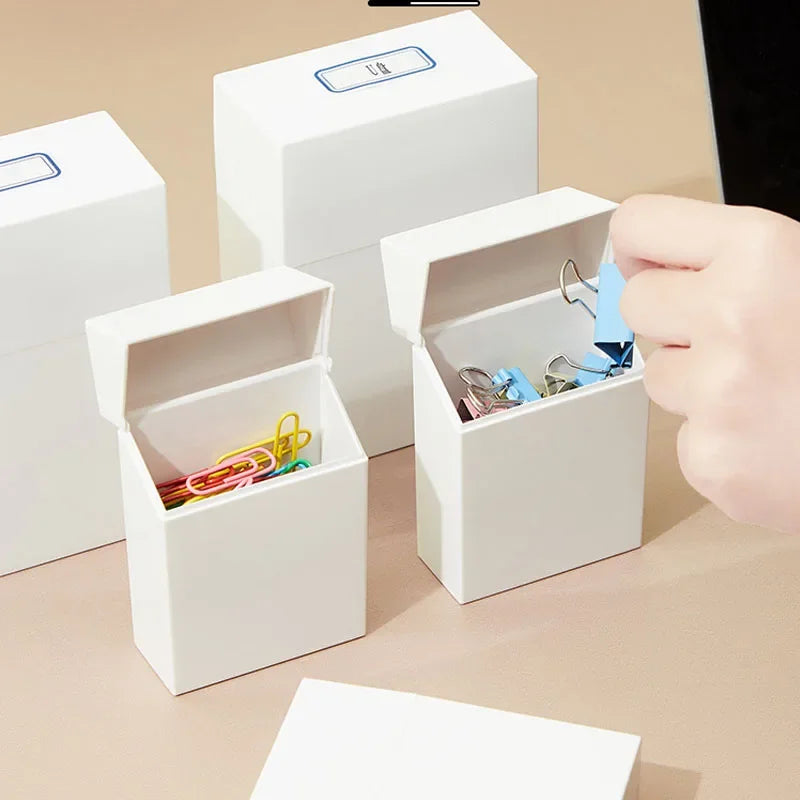 boîtes rangement blanc clips bandages pilules minimaliste rabattable réutilisable organisateur objetos