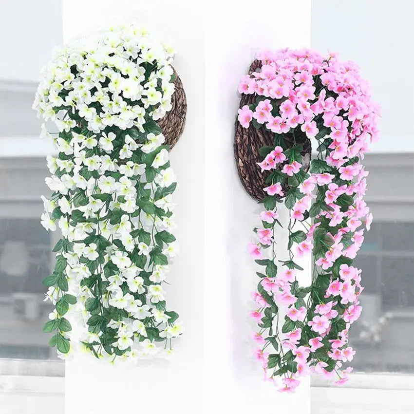 guirlande artificielle fleurs modernes violet rouge rose blanche extérieure décoration maison mariage anniversaire