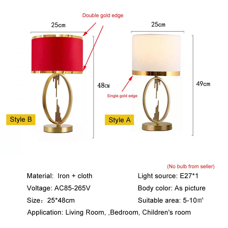 lampe table moderne or abat jour simple élégante barres verticales euro plug chambre coucher
