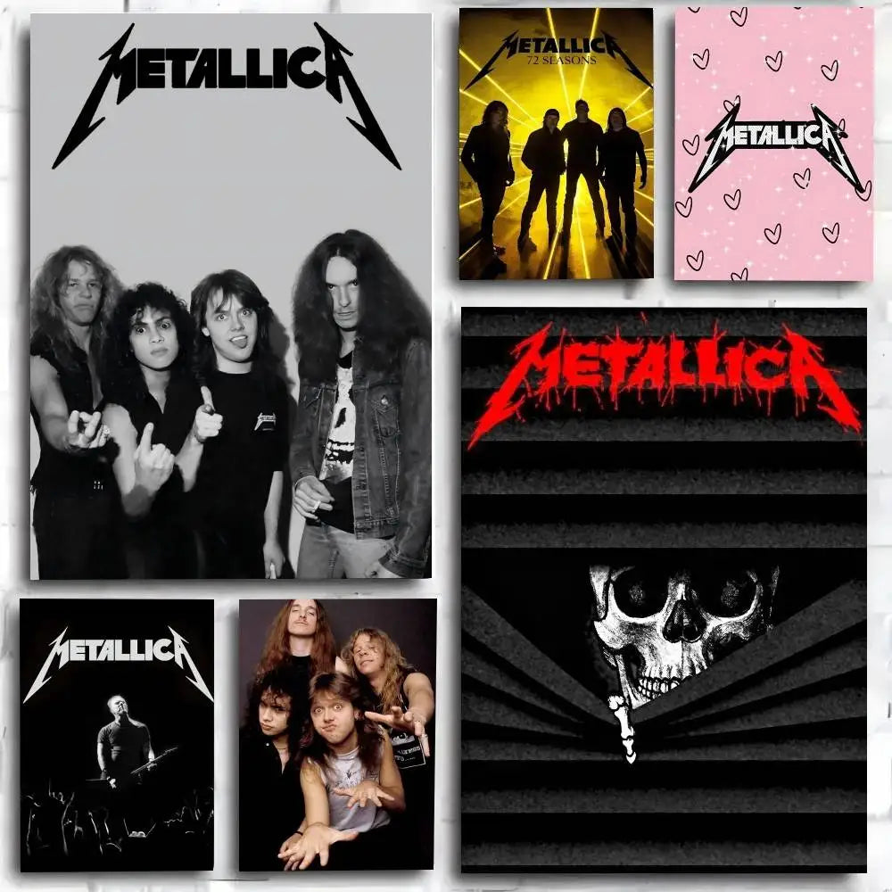 affiche autocollante metallica logo rock graphique cadre noir rouge blanc chambre
