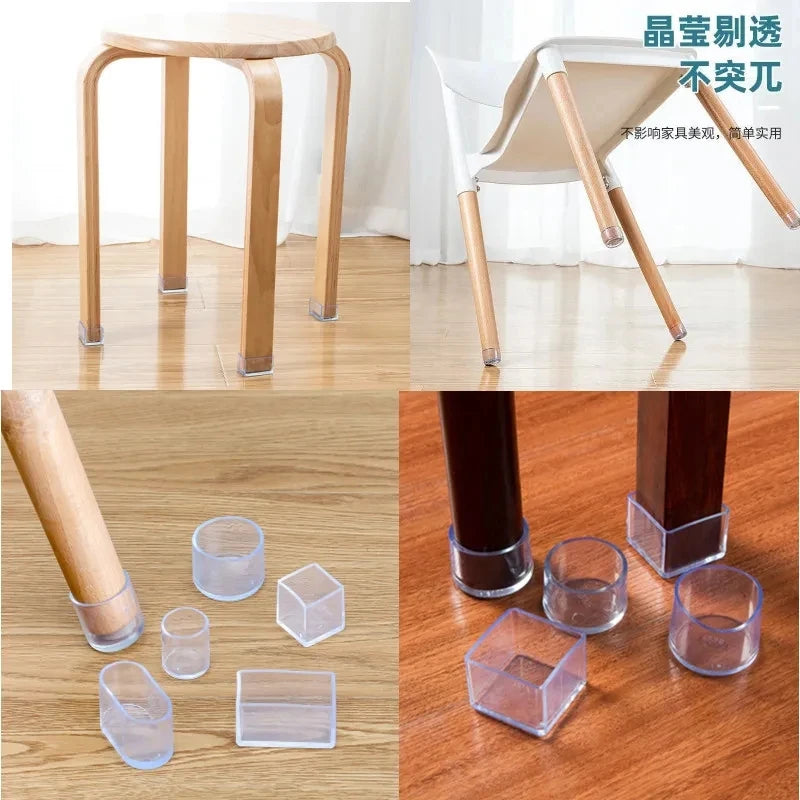 lot 16 protège pieds meubles silicone transparent adhésif antidérapant chaise table maison