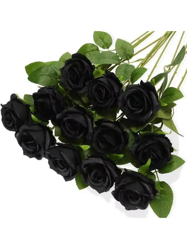 décoration intérieure roses artificielles soie noires rouges halloween mariage anniversaire élégantes vases bougies