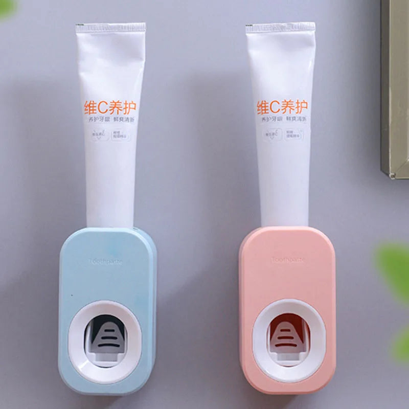 distributeur dentifrice blanc bleu rose moderne adhésif transparent rechargeable