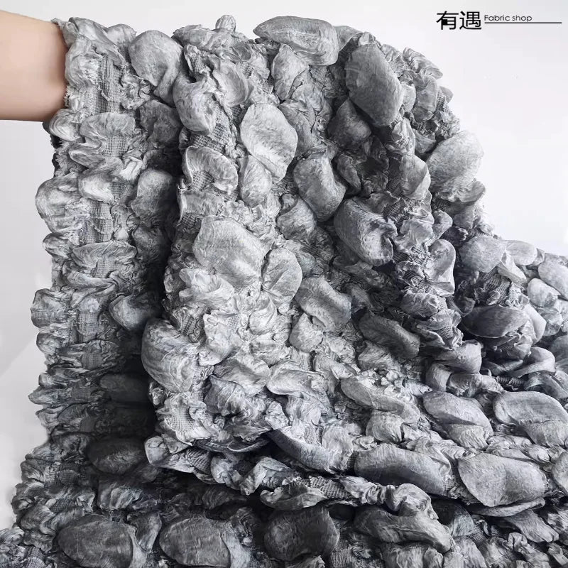 tissu polyester biodegradable gris texturé artisanal 80cm large décoration bricolage création couture matériaux opaques