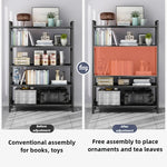 étagère rangement noire multifonctionnelle moderne acier inoxydable bambou réutilisable livres plantes