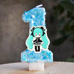 bougies anniversaire hatsune miku chiffres glitter bleu blanc décoratives anime personnalisées enfants adultes