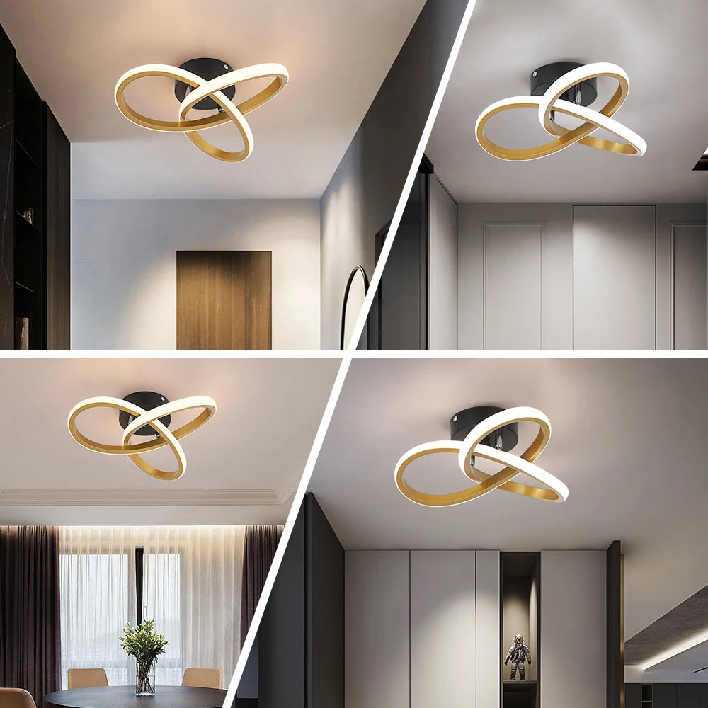 plafonnier led moderne or blanc noir anneau superposé flux lumineux 249 2000 tension 90
