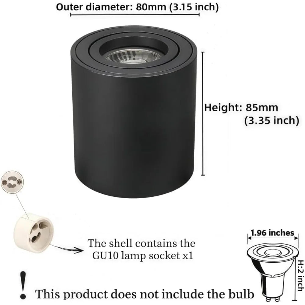 Spot LED moderne surface mount noir blanc GU10 mat opacitéversiblefluxlumineux