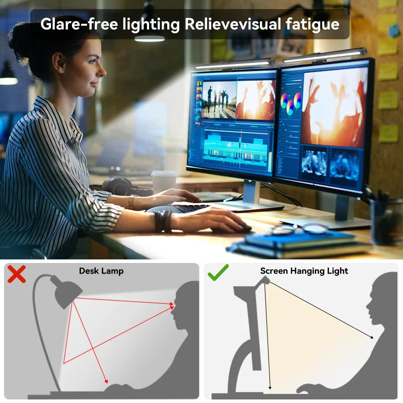 lampe écran incurvé rgb backlight clip moderne noir usb alimentation
