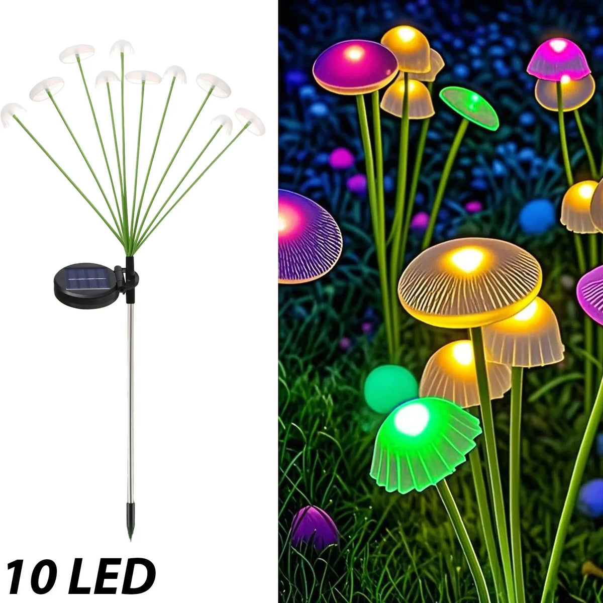lampe solaire jardin forme champignon led extérieur décoration pelouse cour étanche blanc vert moderne