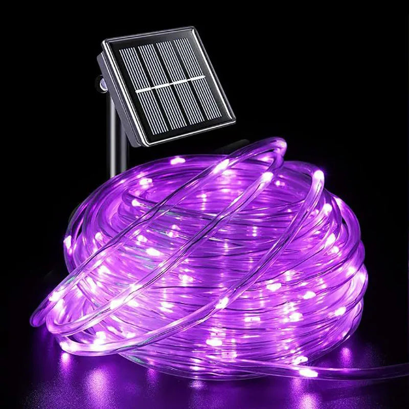 guirlande lumineuse solaire 20m violet multicolore halloween noël moderne transparenteextérieur led