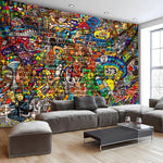 tapisserie murale moderne abstraite pop art graphique multicolore décoration intérieure bohème salon chambre