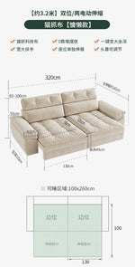 canapé moderne tissus composites beige motif palmiers fixations coussins dimension 280cm