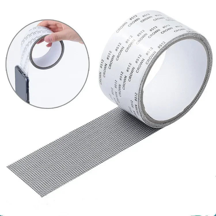 ruban réparation moustiquaire adhésive filet anti moustiques gris blanc utilitaire double face fenêtre porte