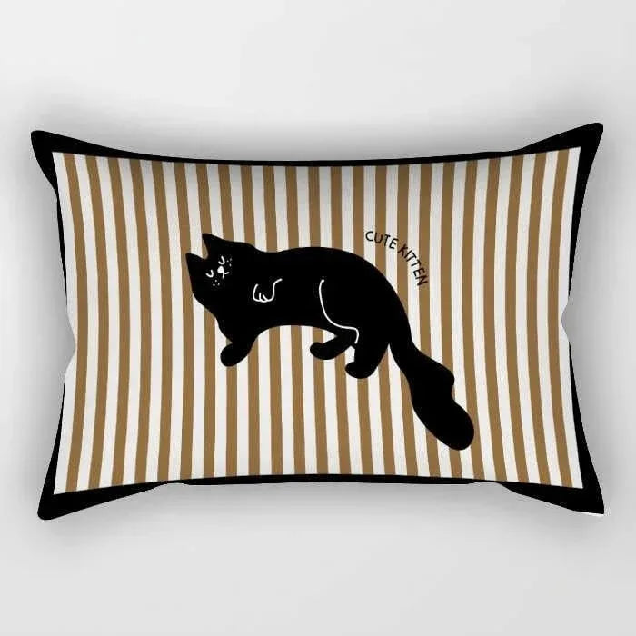 taies d'oreiller kawaii rayées chats chiens moderne enfants chambre decoration maison 30x50cm 40x60cm 50x70cm