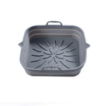 plateau silicone air fryer poignées côtés frites nervures surface intérieure utilitaire gris foncé