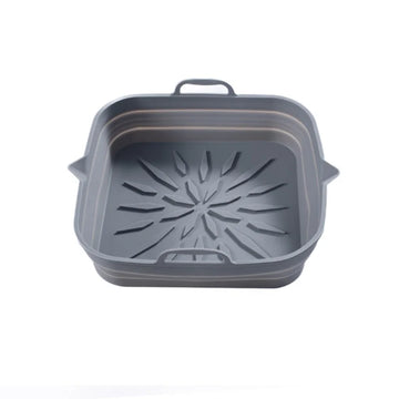 plateau silicone air fryer poignées côtés frites nervures surface intérieure utilitaire gris foncé