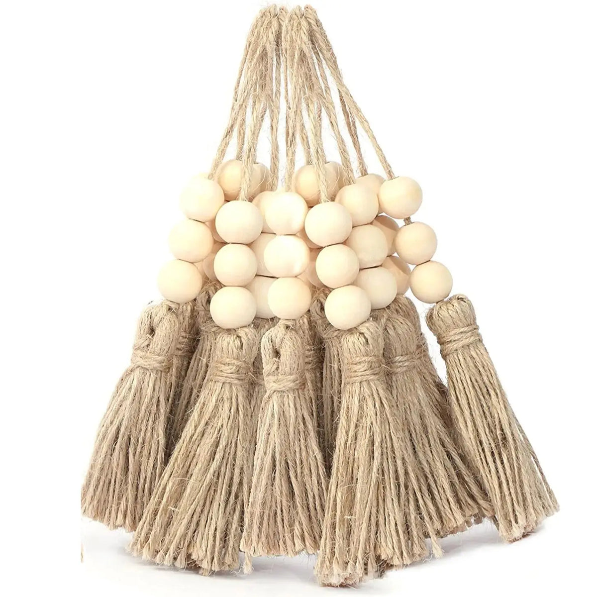 bois décoratives pompons coton boho blanc beige rustic decoration bricolage festive decoration