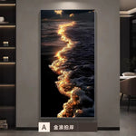 tableau moderne vague lumineuse cadre mural éclairage led noir bleu doré fixé mur appliques