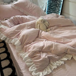 ensemble literie princesse rose housse couette drap taies oreiller doux coton coton doux