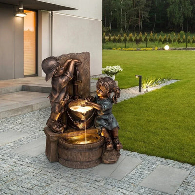 Statue de jardin en résine pour enfants, décoration extérieure moderne