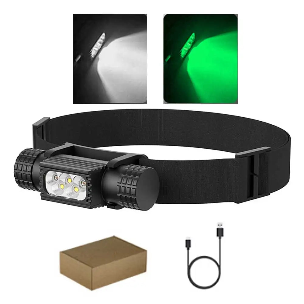 lampe frontale noire led charge usb rohs camping fishing moderne