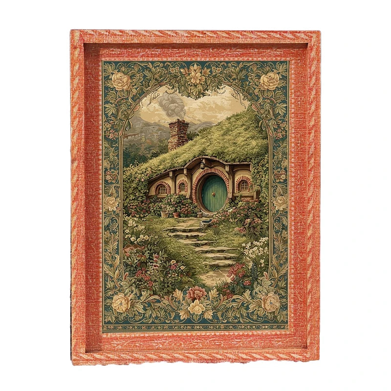 cadre magnétique bois orange motif animaux paysages artistique décoration mur