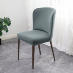housse chaise moderne polyester imprimé géométrique bleu gris rose anti poussière fixations métal