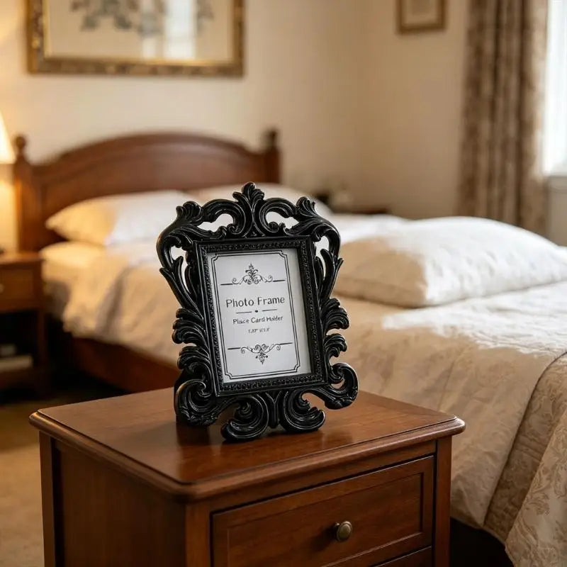 cadre photo ornements baroques noir blanc rose doré classique adhésif papier protection chambre salon
