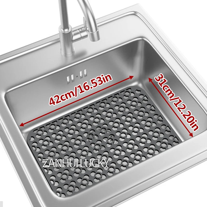 tapis protection silicone moderne gris perforations antidérapant cuisine vaisselle fond évier résistance chaleur