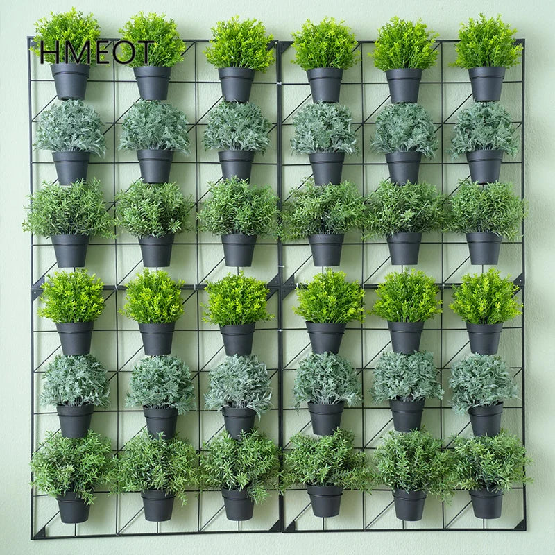 décoration murale plantes artificielles pots plastique feuilles vertes stores blancs minimalisteextérieurintérieur