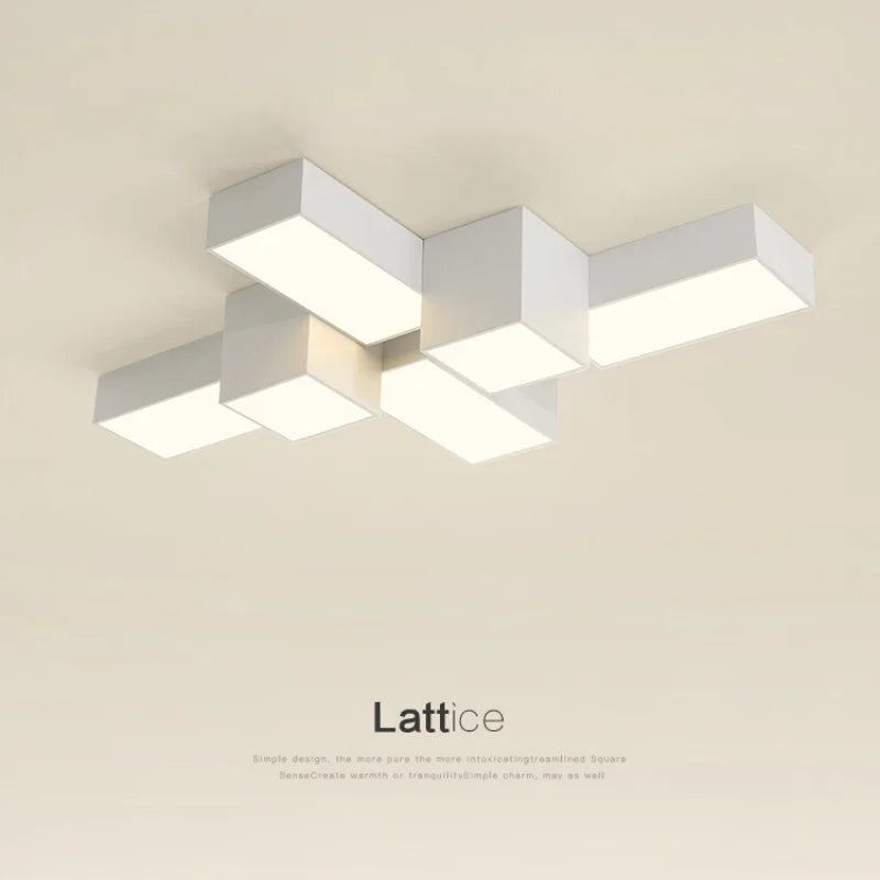 plafonnier moderne minimaliste blanc noir cubique géométrique LED salon chambre étude