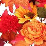 décoration intérieure bouquet fleurs artificielles automnales orange rouge vert noël halloween rustic