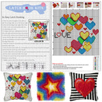 tapis broderie chat fleur instructions kit toile imprimée laine multicolore love coeurs